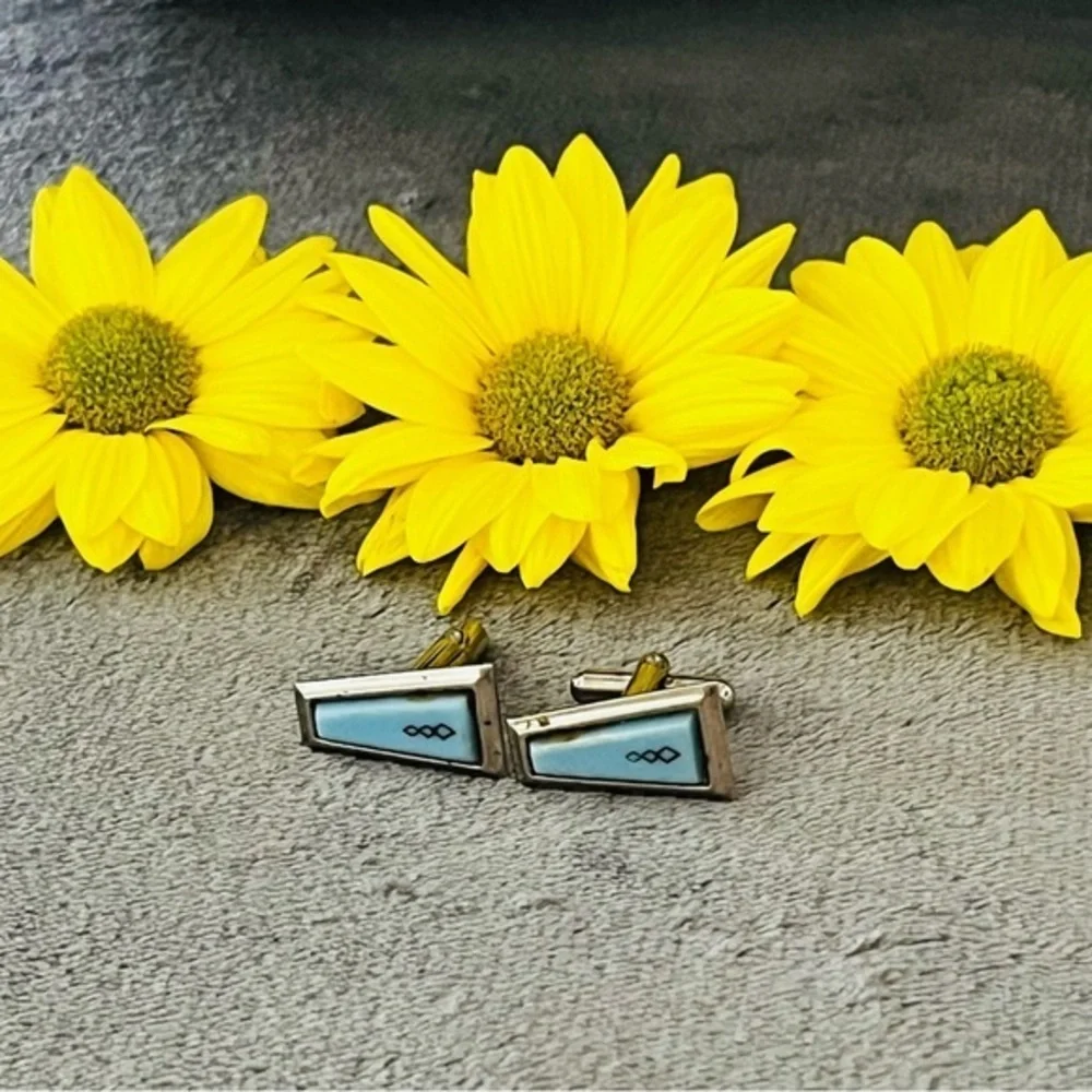 Vintage Silver and Blue Cufflinks